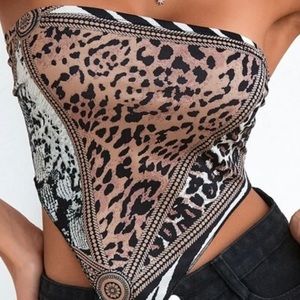 Leopard and snakeskin tube top